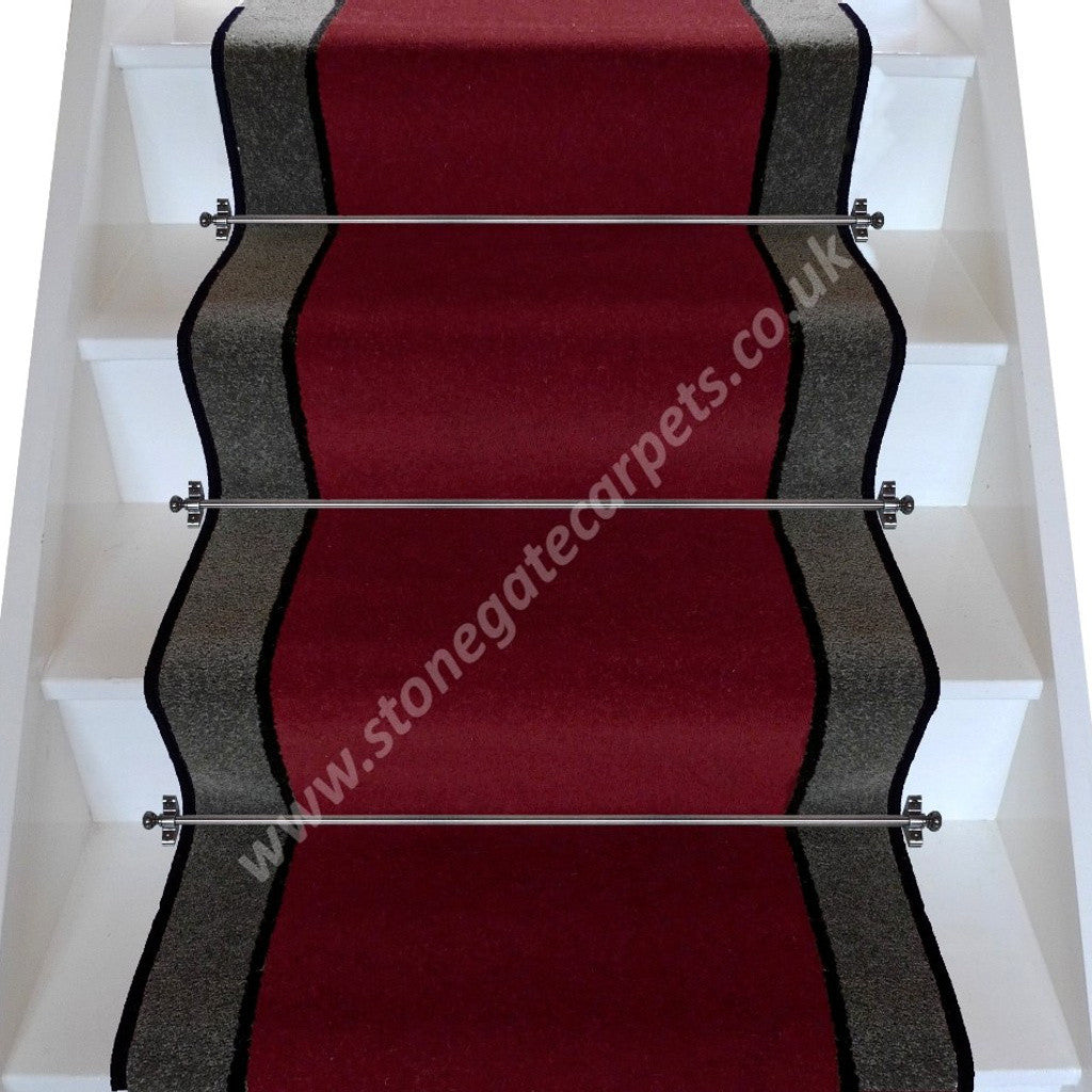 Brintons Carpets Bell Twist Ruby Ebony Smoke Stair Runner (per M)