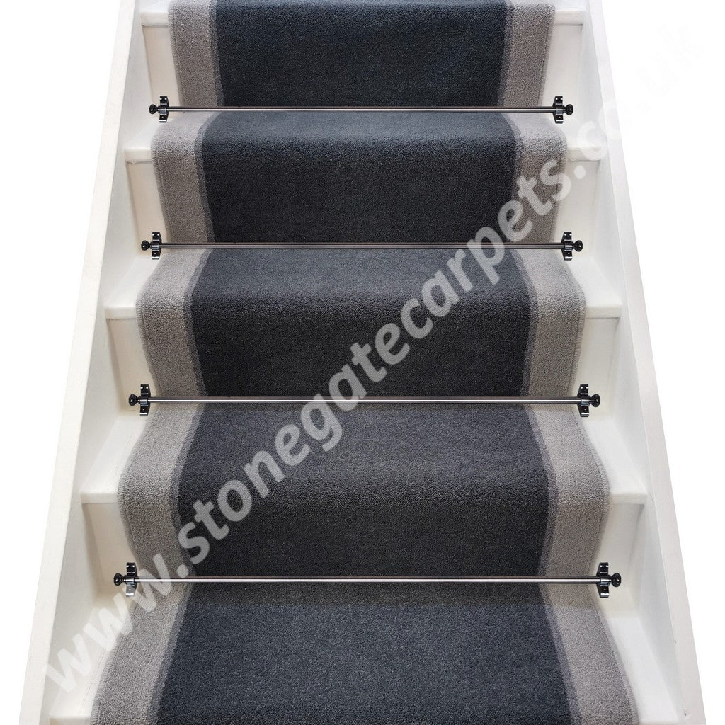Brintons Carpets Bell Twist Slate, Flint & Laura Ashley Steel  Stair Runner (per M)