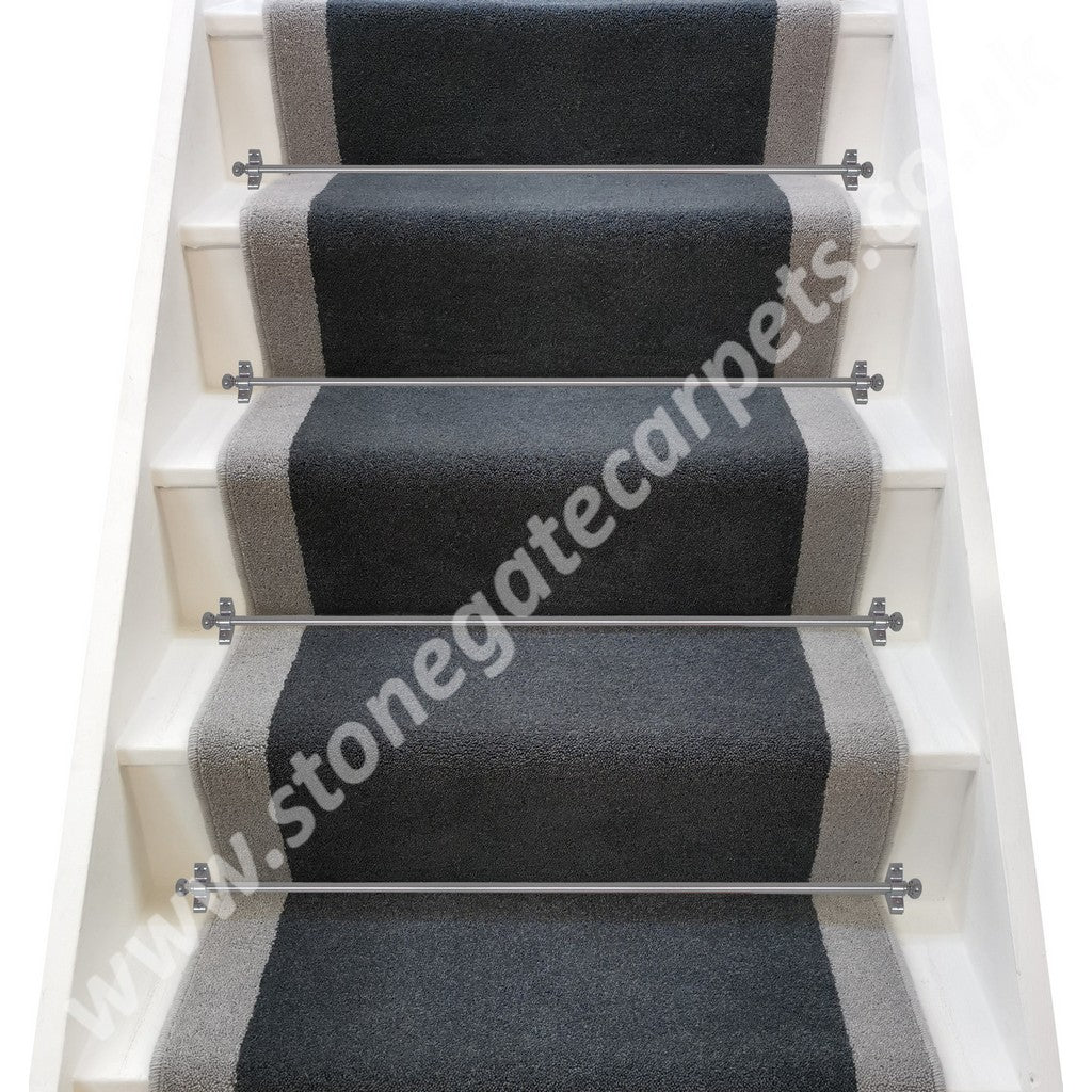 Brintons Carpets Bell Twist Slate & Laura Ashley Steel Stair Runner (per M)