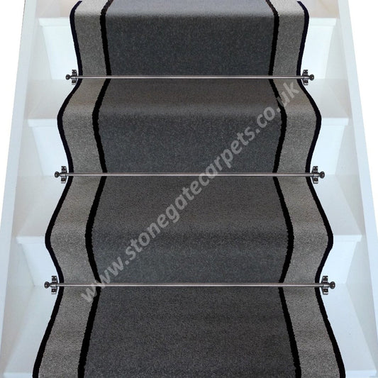 Brintons Carpets Bell Twist Smoke Ebony Pewter Stair Runner (per M)