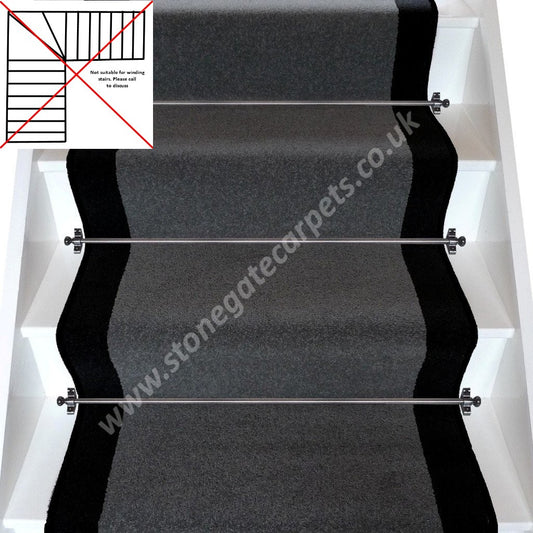 Brintons Carpets Bell Twist Smoke & Black Stair Runner (per M)
