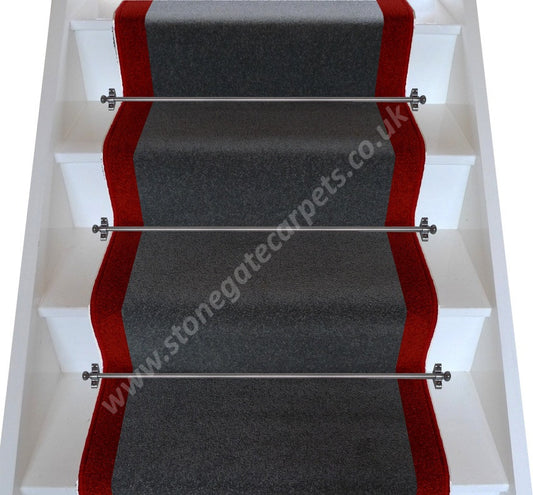 Brintons Carpets Bell Twist Smoke & Rothko Red Stair Runner (per M)