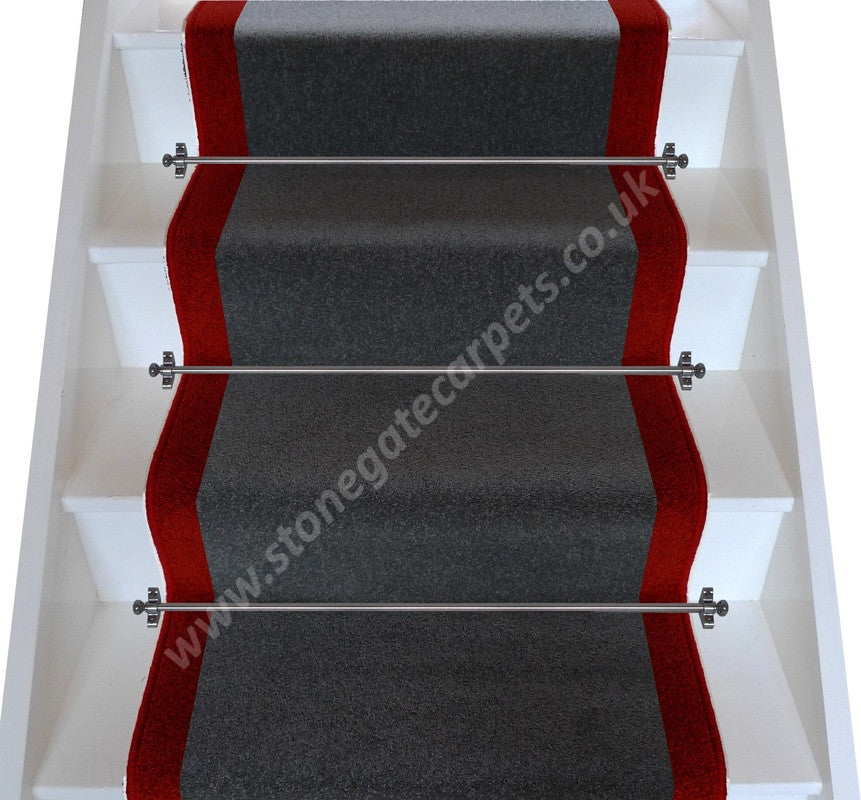 Brintons Carpets Bell Twist Smoke & Rothko Red Stair Runner (Per Linear Metre)