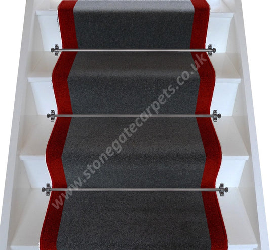 Brintons Carpets Bell Twist Smoke & Rothko Red Stair Runner (Per Linear Metre)