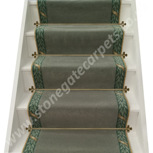 Brintons Carpets Finepoint Spearmint & Marquis Viscount Sage Border With Invicta Rope Stair Runner (per M)