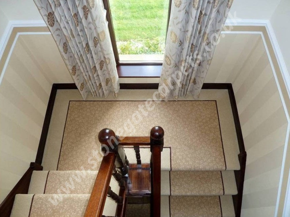 Brintons Carpets Laura Ashley Woodville Farmhouse Bell Twist Truffle Sandstorm Fully Fitted Stair Carpet (per M)