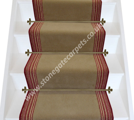 Brintons Carpets Majestic Mink Raspberry Candy Stripe Stair Runner (per M)
