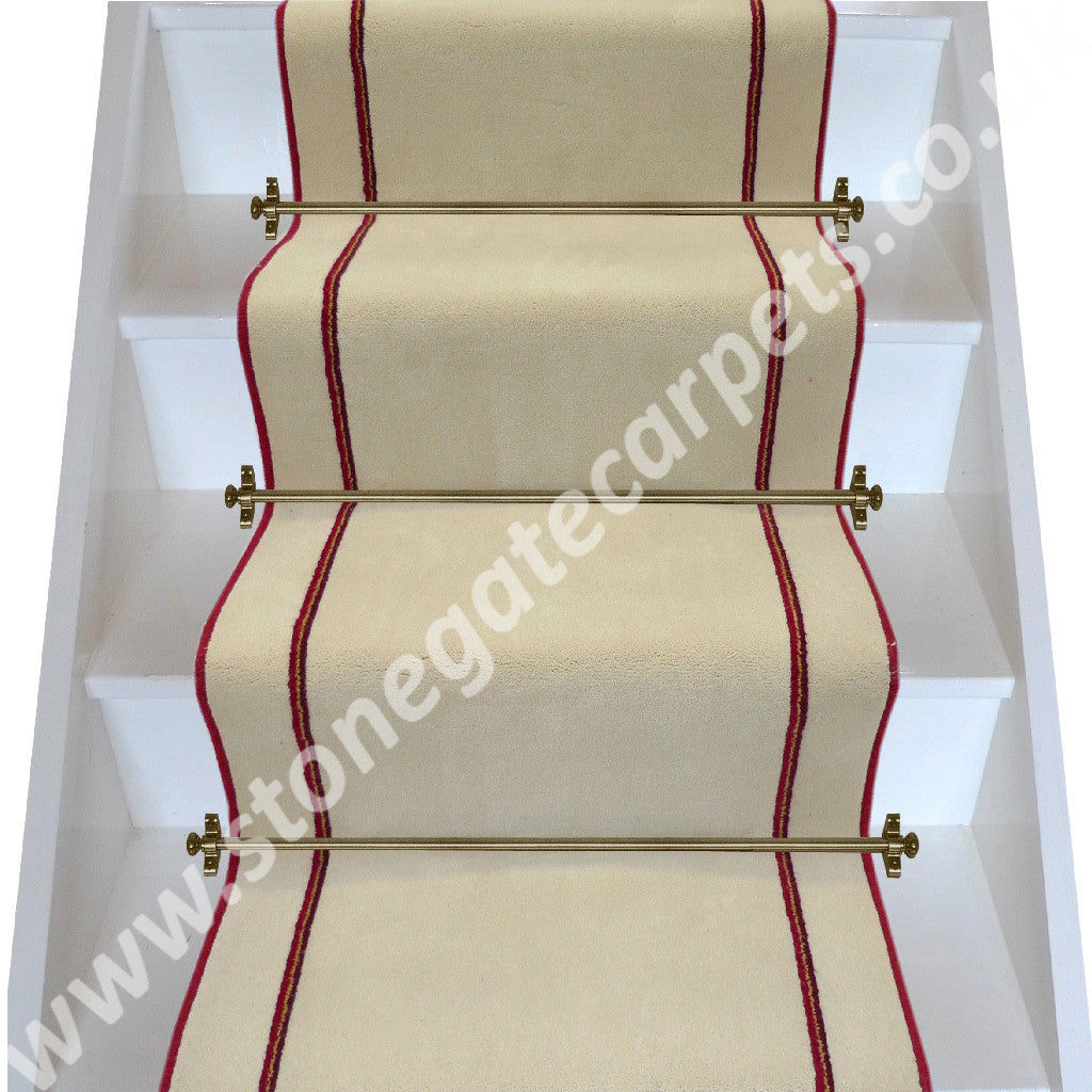 Brintons Carpets Majestic Moonshadow Raspberry Cream Stripe Stair Runner (per M)