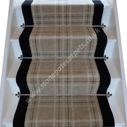 Brintons Carpets Pure Living Earth Plaid Ebony Stair Runner (per M)