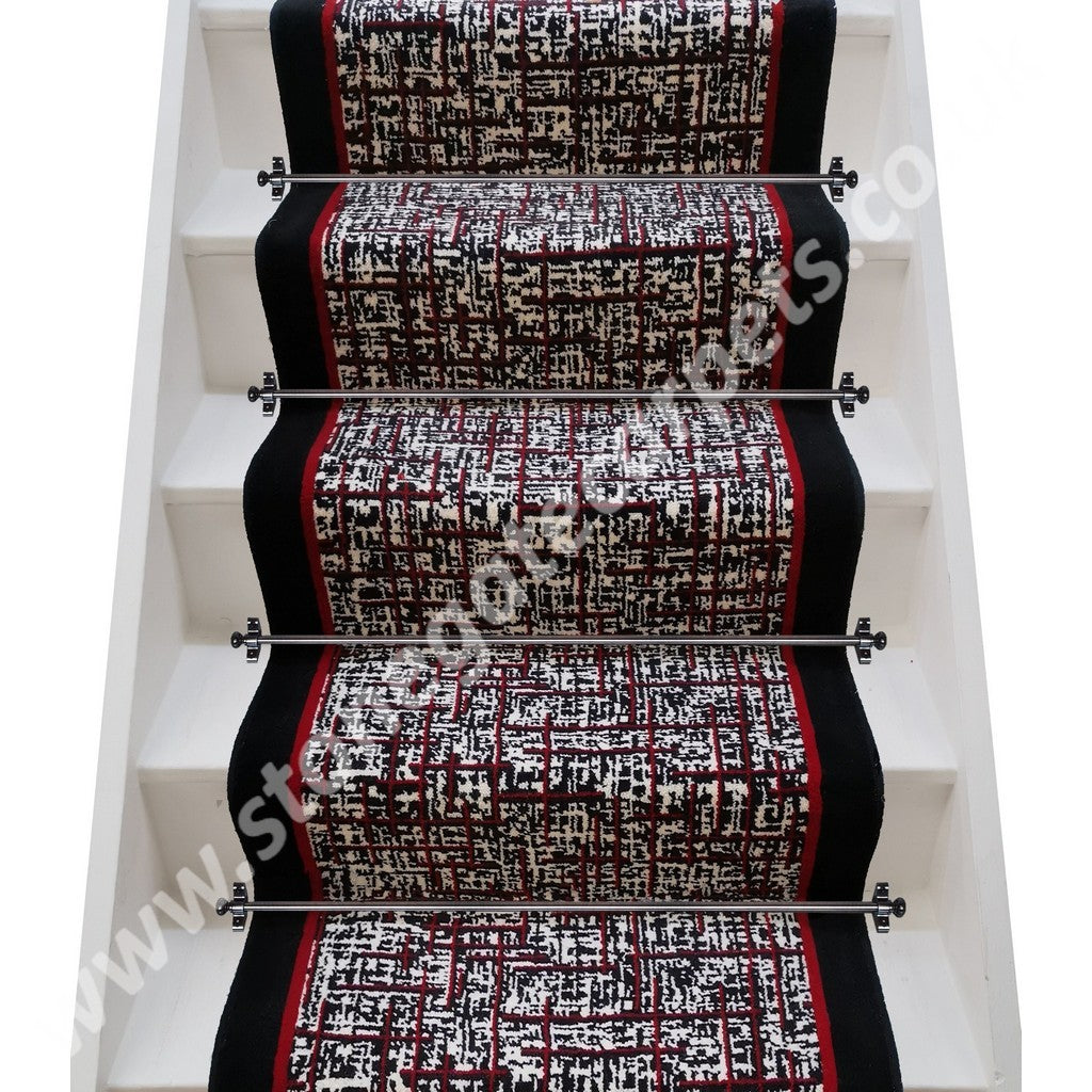 Brintons Carpets Quickweave Retro City, Chilli & True Velvet Jet  Stair Runner (Per Linear Metre)