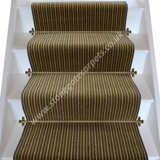 Brintons Carpets Stripes Collection Chocolate Limes Stair Runner (per M)