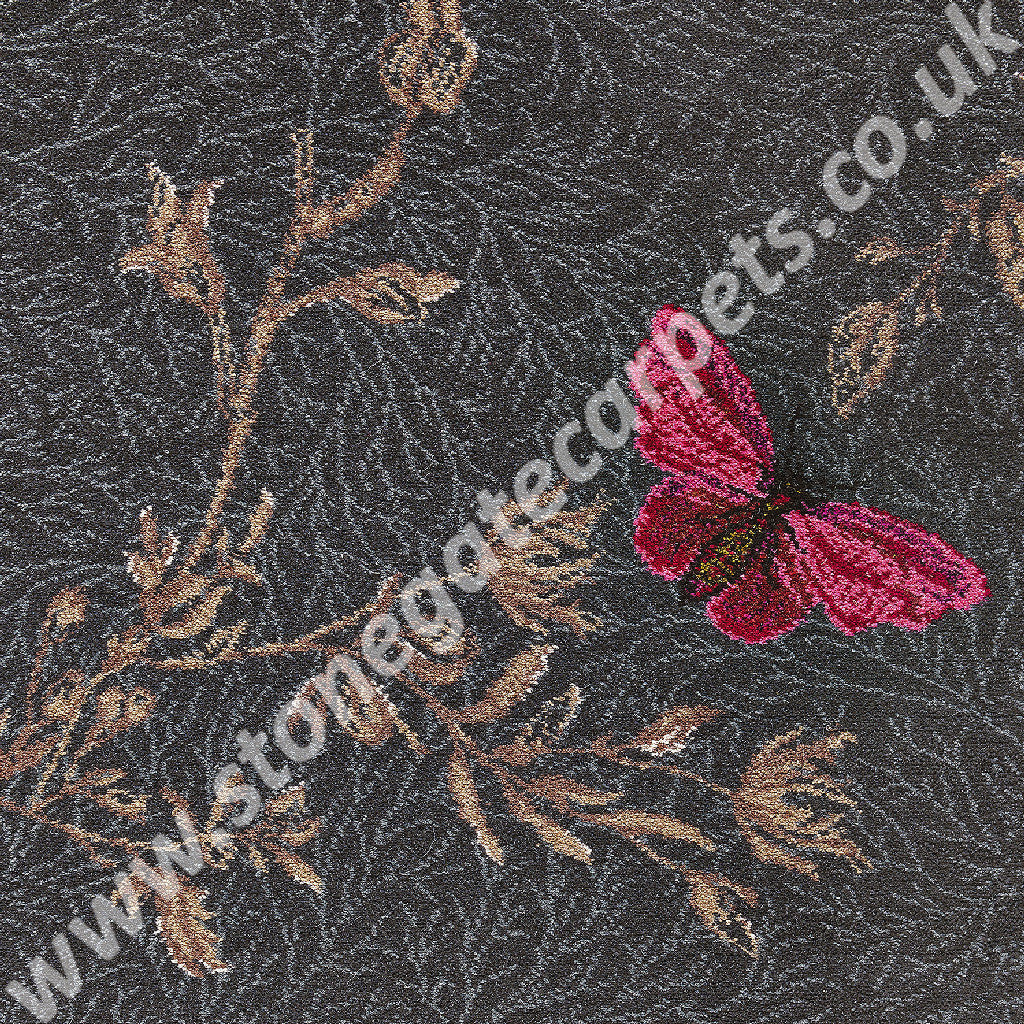 Brintons Carpets Timorous Beasties Noir Ruskin Butterfly 8/50155