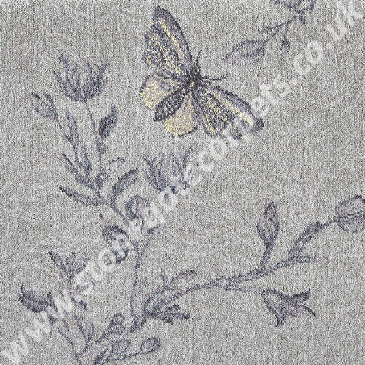 Brintons Carpets Timorous Beasties Silver Ruskin Butterfly 10/50156