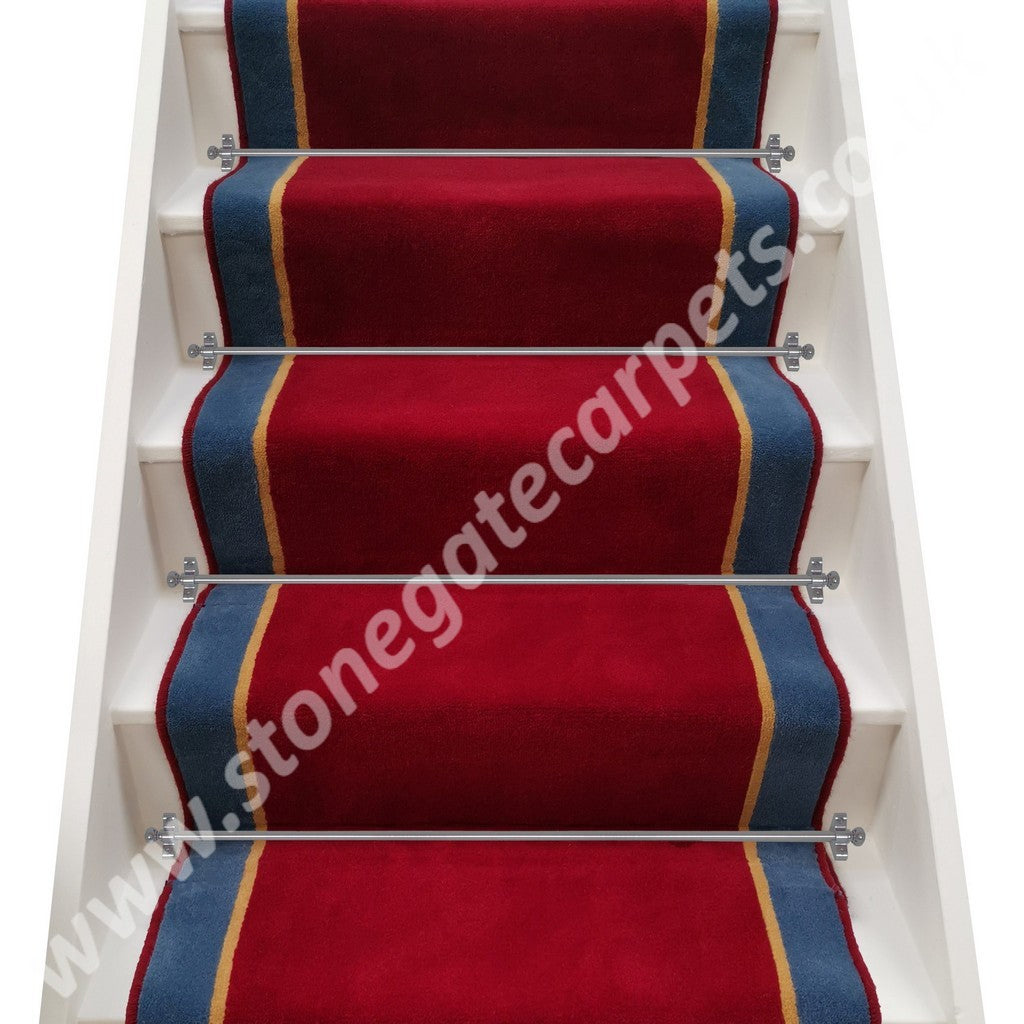 Ulster Carpets Ulster Burgundy Velvet, Honey Gold & Windsor Blue Stair Runner (please call for pricing)