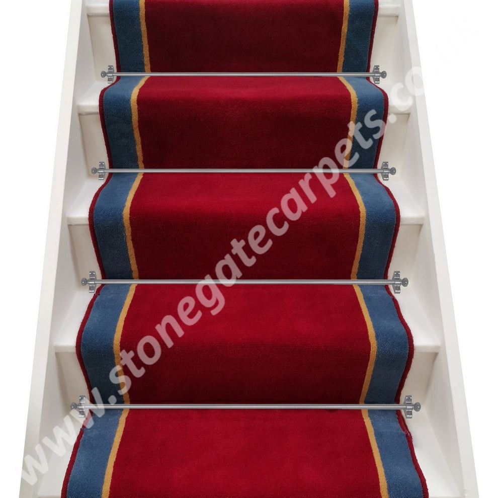 Ulster Carpets Ulster Burgundy Velvet, Honey Gold & Windsor Blue Stair