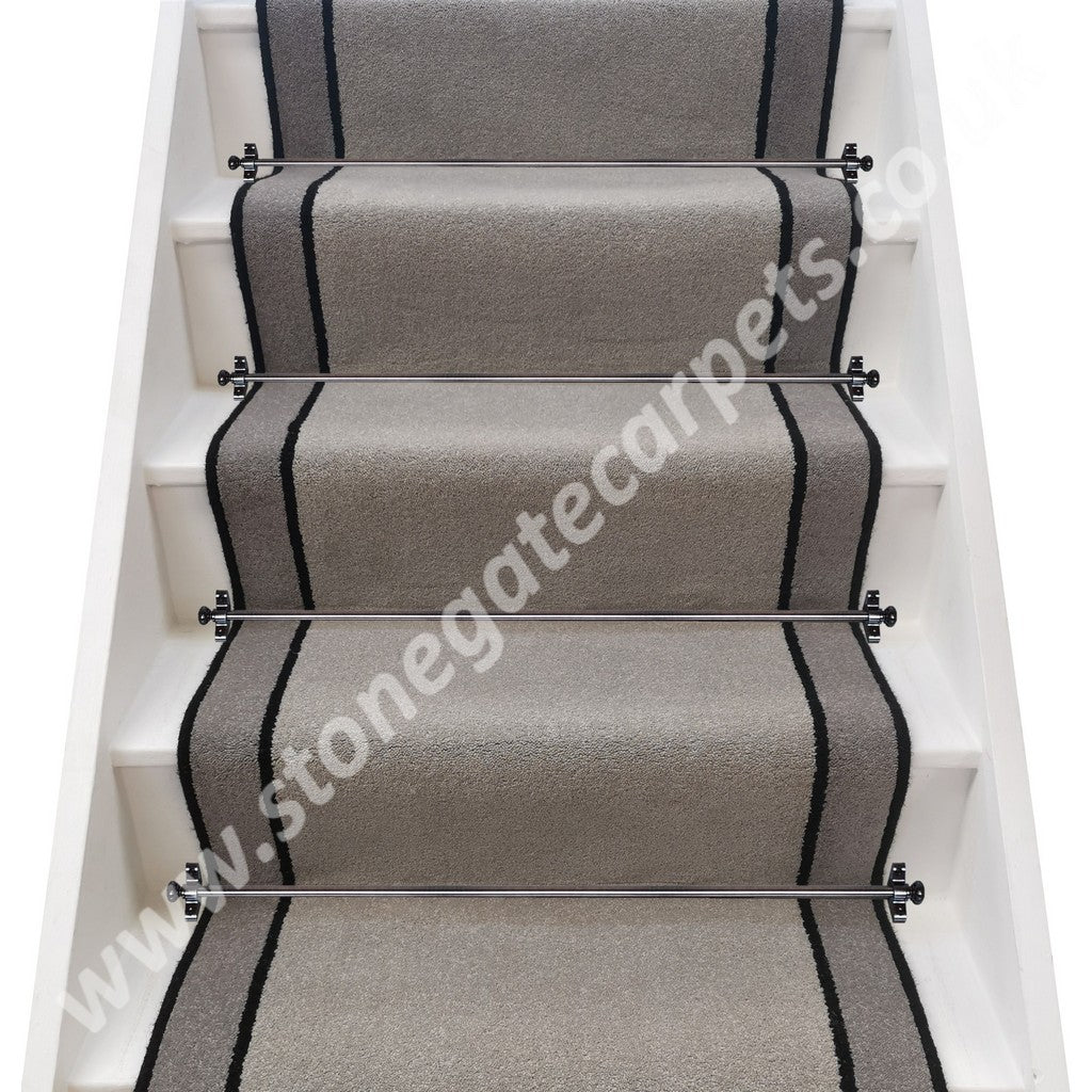 Ulster Carpets Grange Wilton French Grey, Black & Greyhound Stair Runner (per M)