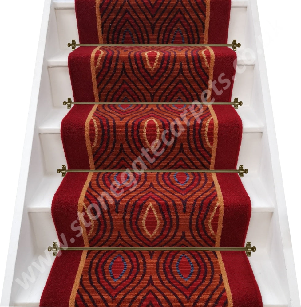 William Morris Inspired Axminster Carpets Rendezvous Cairo Canyon Insert & Grange Wilton Redcurrant